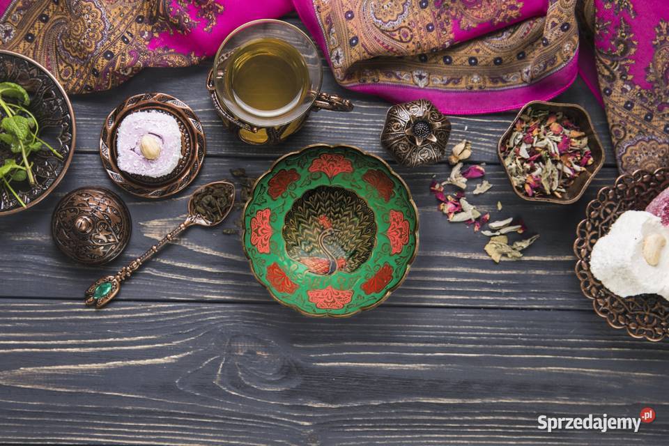 Miska patera mosiężna indyjska zielona emalia Pozostałe Lublin sprzedam