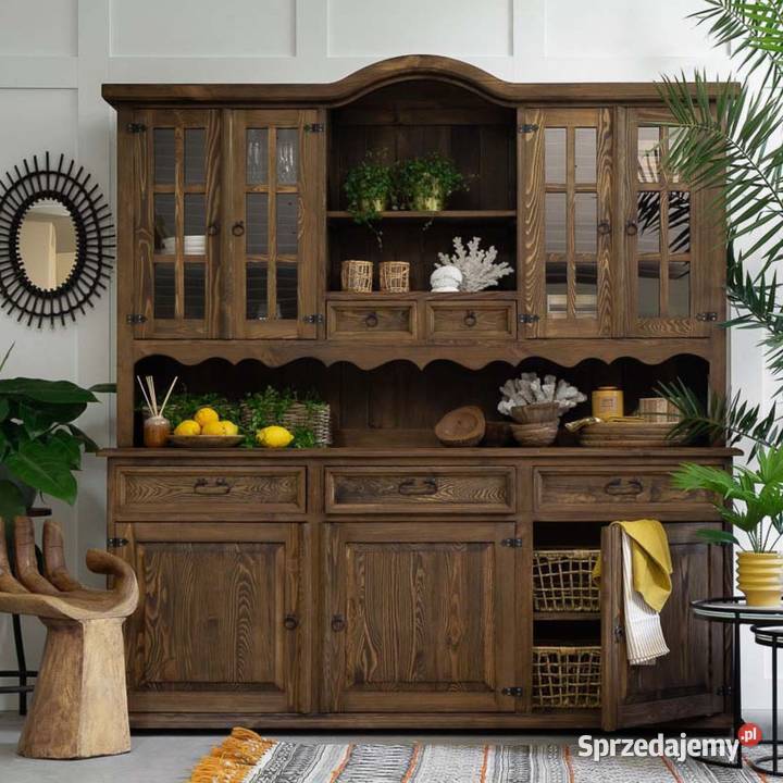 Biały kredens drewniany woskowany VIT102 Kredensy i witryny