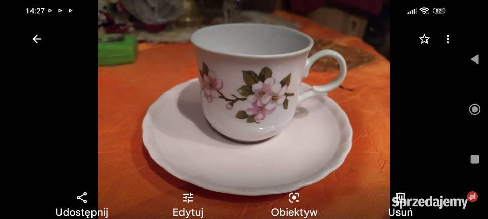 Filiżanka Kwiat wiśni porcelana Bavaria biel