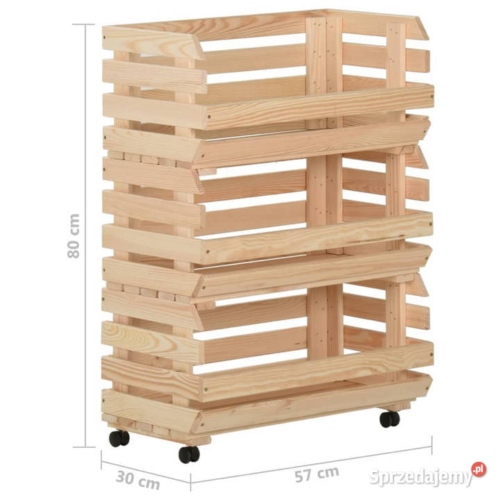 Wózek na warzywa 57x30x80 lite drewno sosnowe