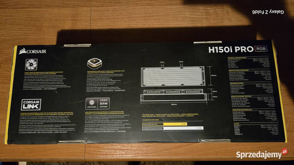 Chłodzenie wodne procesora Corsair H150i pro rgb