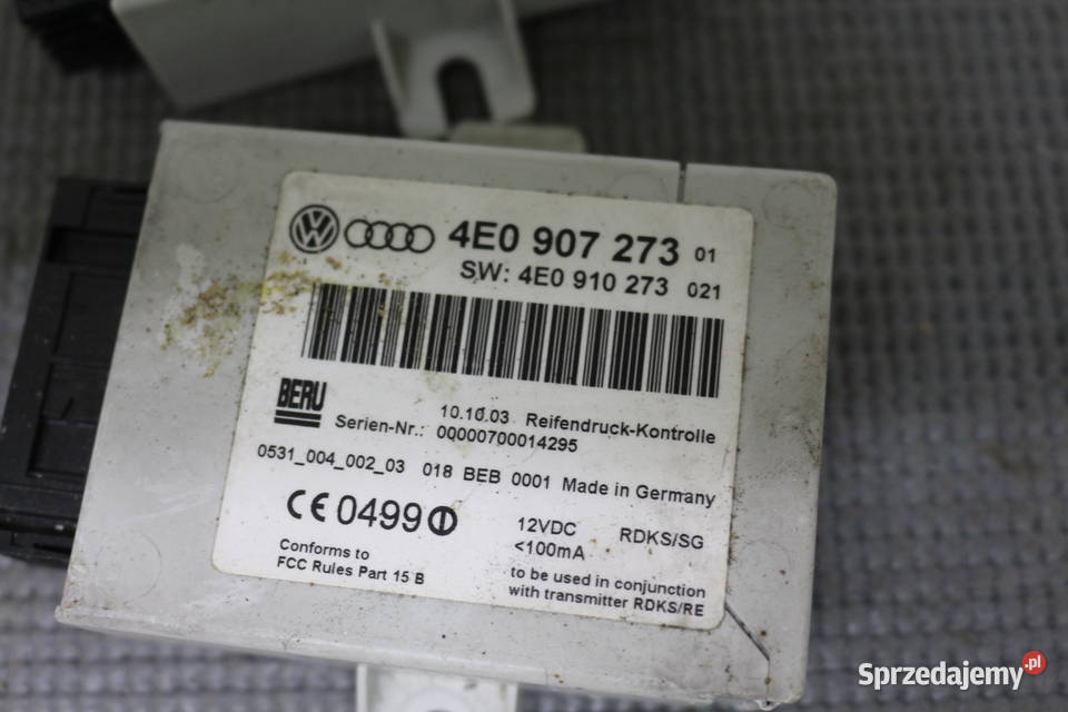 AUDI A8 D3 MODUŁ CIŚNIENIA W KOŁACH 4E0907273 Prochowice