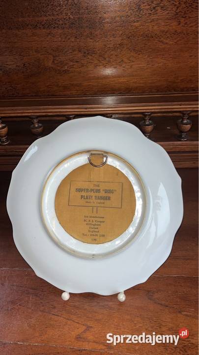 Patera z ptakami Biała porcelana Złocona na pomorskie