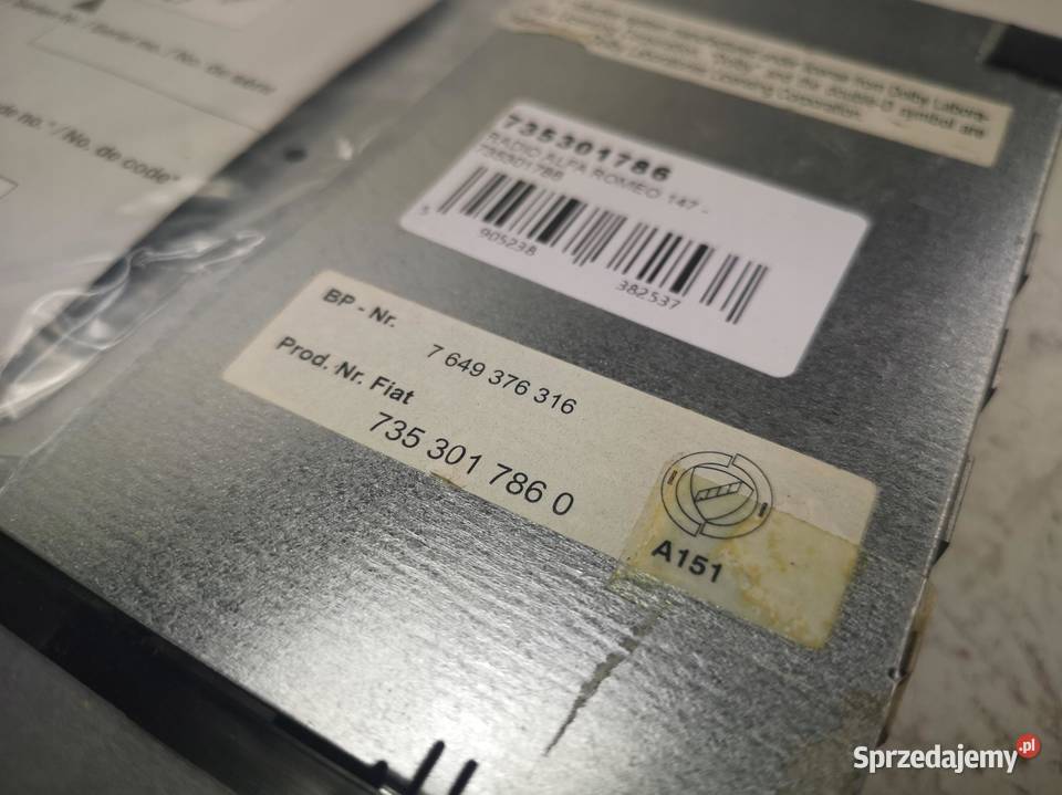 RADIO KASETOWE ALFA ROMEO 147 20002010 NOWE Sprzęt audio fabryczny