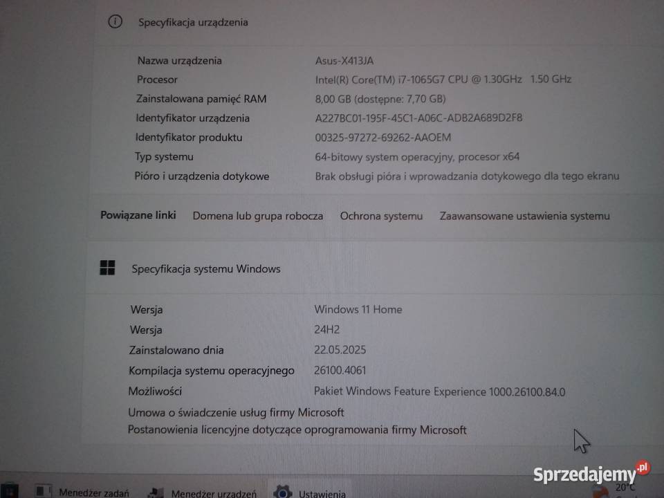 Laptop Asus X413JA Core i7 10TH 1065G7 DDR4 8GB Waga 1.4 Bydgoszcz