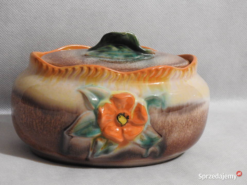 Śliczny ceramiczny pojemnik ozdoby w 3D sygn na Inowrocław