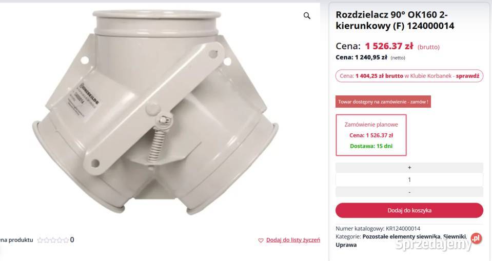 Rozdzielacz trójnik Kongskilde 90 OK160 Świecie sprzedam