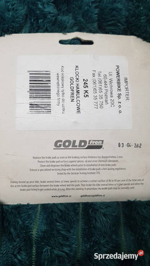 Klocki hamulcowe Gold fren 245 K5 możliwa