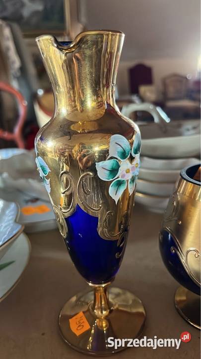 Amfora Bohemia Kobaltowe szkło Ręcznie wykonany Porcelana i szkło Gdańsk