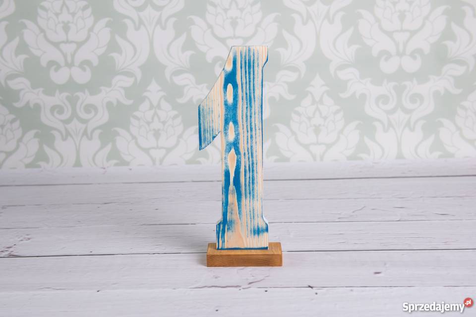 Drewniane cyferki cyfra 1 jedynka foto rekwizyt Dekoracje i ozdoby Milicz