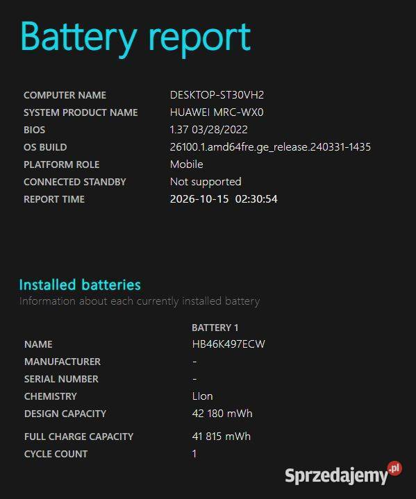 Nowy HUAWEI MateBook D15 i516GB RAM256GB SSD1TB Warszawa
