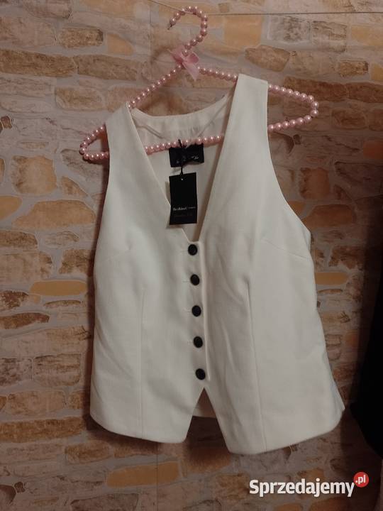 36S River Island Kremowa kamizelka garniturowa z małopolskie Kraków