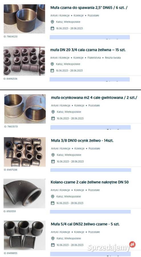 zwężka stalowa kolano stalowe dennica trójnik wielkopolskie Kalisz sprzedam