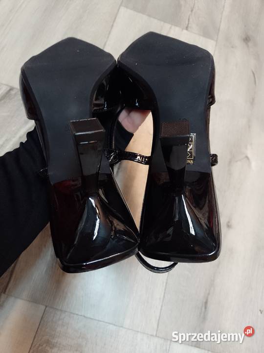 42 Czarne czółenka wieczorowe z odkrytą piętą 27cm małopolskie Kraków