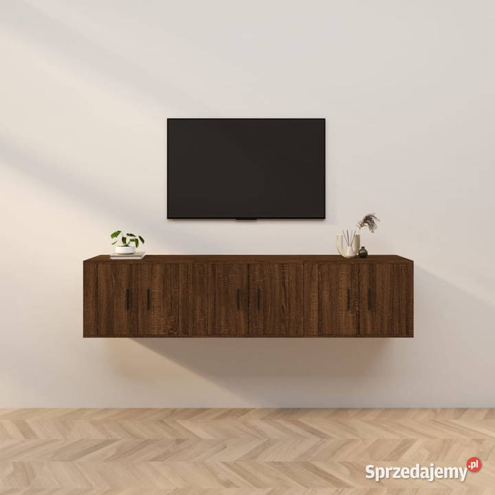 Wiszące szafki TV 3 brązowy dąb 57x345x40 mazowieckie Warszawa