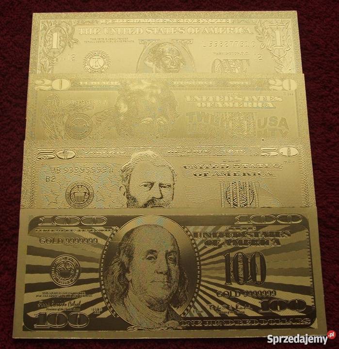 USA DOLLARS 24 KARAT GOLD Banknoty Zestaw 4 Katowice