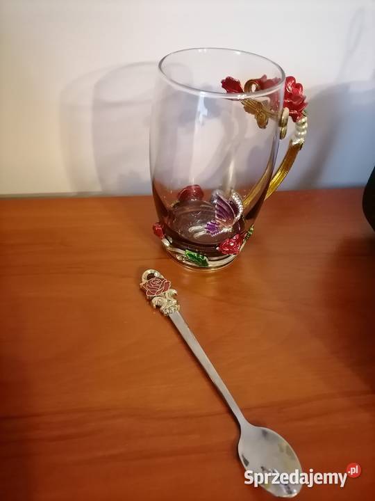 Szklanka Red Rose Glass Vintage