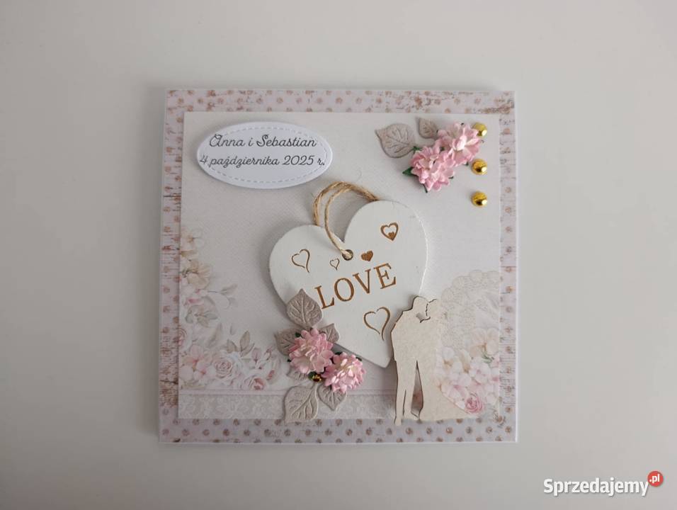 Personalizowana kartka ślubna ręcznie wykonana Łódź