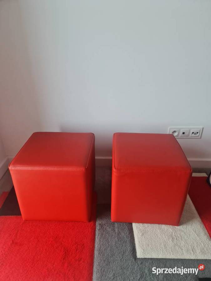 Pufa z ekoskóry czerwona 40 x 40 Wolsztyn