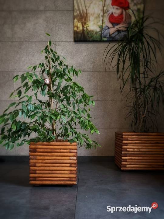 Donice nowoczesne 3D drewniane Zestaw 2 donic Doniczki i osłonki