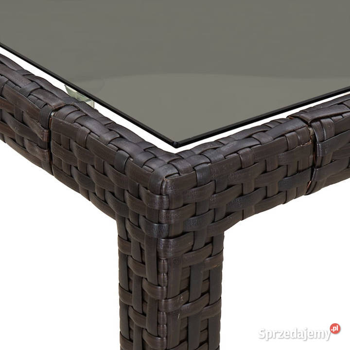Stół ogrodowy 150x90x75 szkło i rattan PE