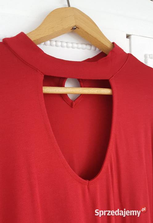 Czerwona bluzka top L 40 stójka dekolt zachodniopomorskie Szczecin