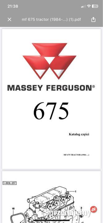 Instrukcja napraw katalog Massey Ferguson 675 Nidzica