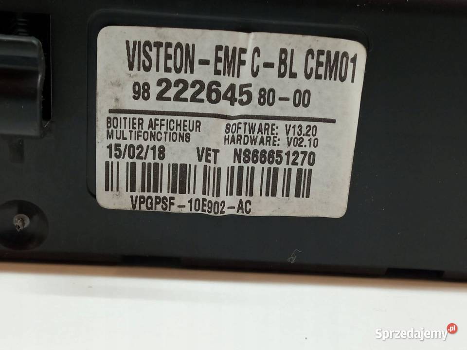 WYŚWIETLACZ 9822264580 Toyota ProAce II 2016 sprzedam