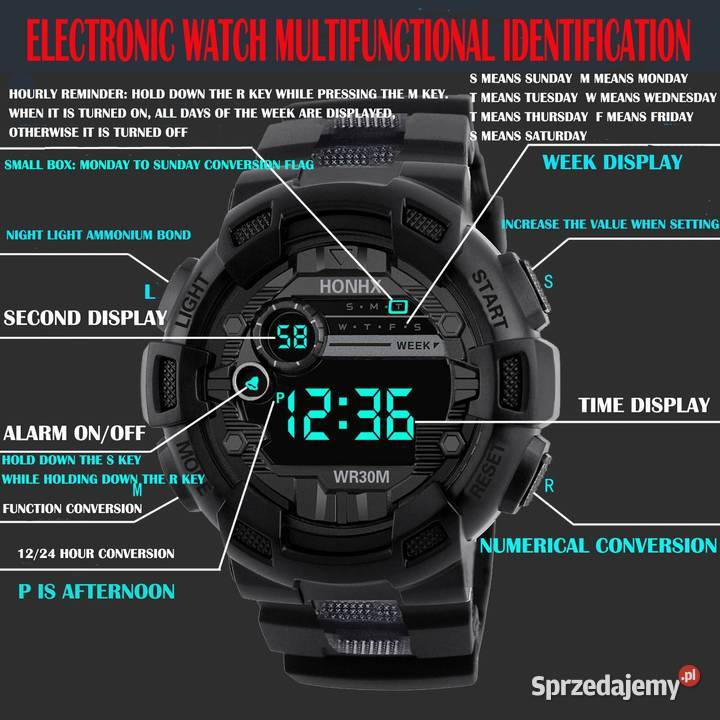 Duży zegarek wojskowy elektroniczny cyfrowy Gorzów Wielkopolski