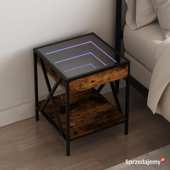 Stolik nocny z LED Infinity przydymiony dąb Warszawa