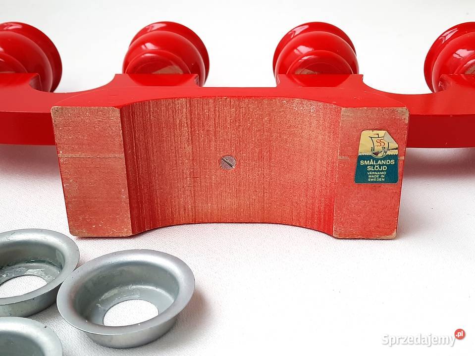 DUŻY stary drewniany świecznik Szwecja Łódź