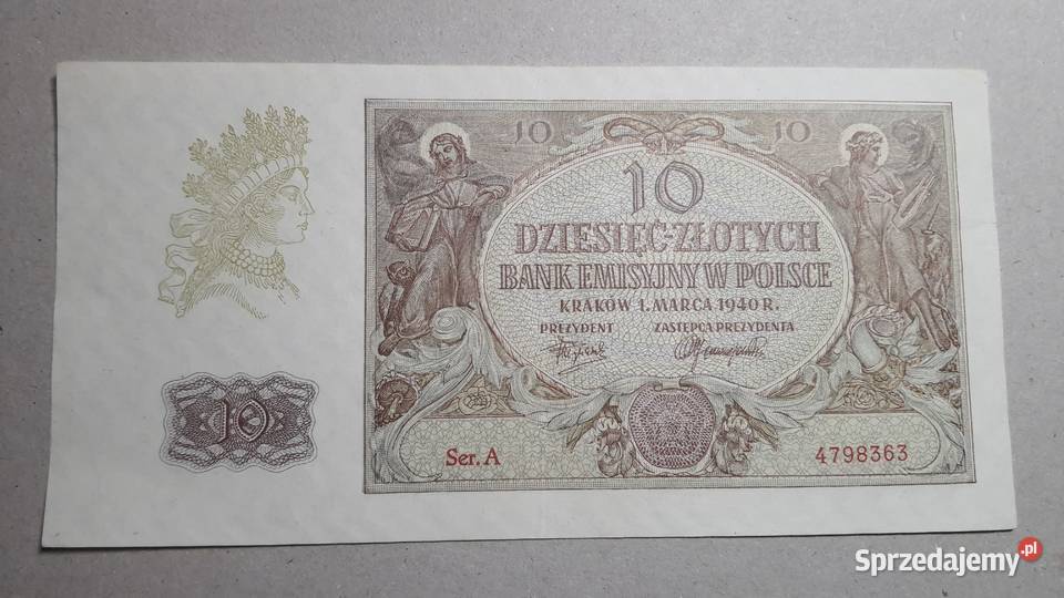 RZADKOŚĆ 10 złotych 1940 s A mazowieckie