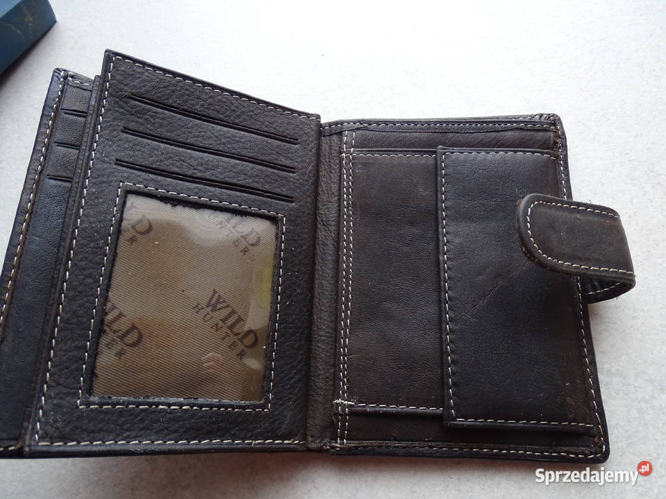 Męski zapinany skórzany portfel WILD HUNTER Dla mężczyzn Różan