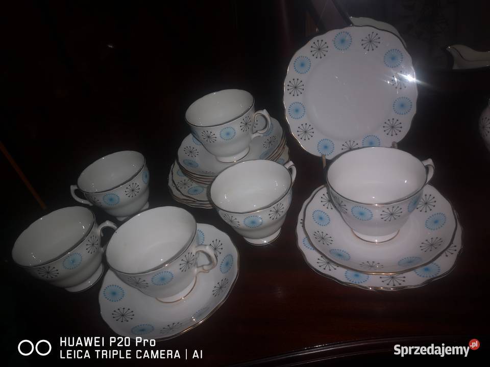 Filiżanka z talerzkiem deserowym Bone China Made Gdańsk