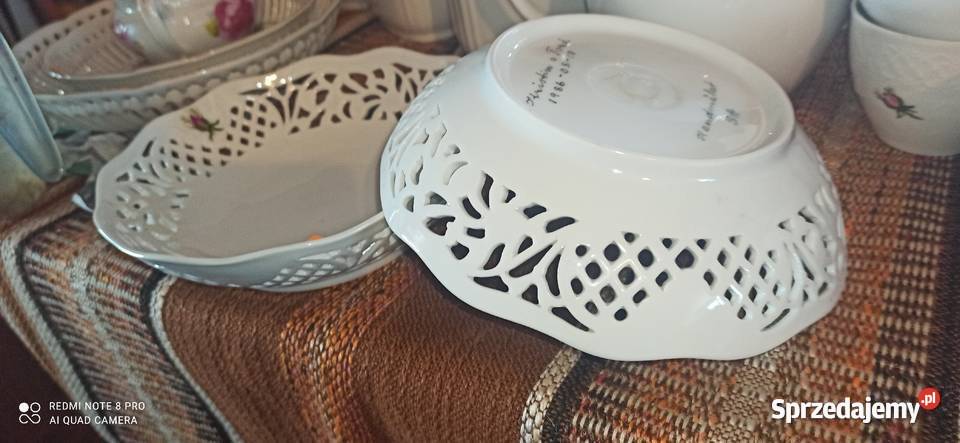 Patera miseczka ażur biała porcelana z różyczką Gdańsk