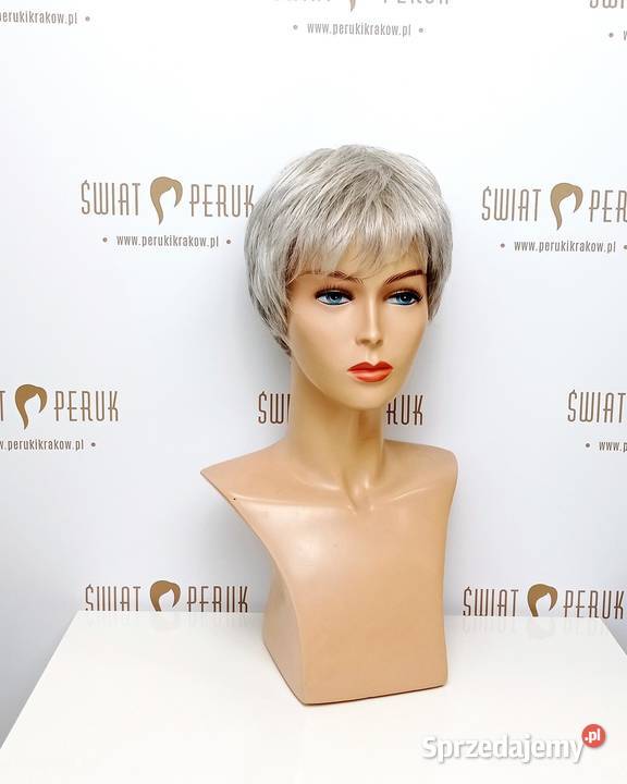 Siwa krótka peruka syntetyczna Pińczów świętokrzyskie