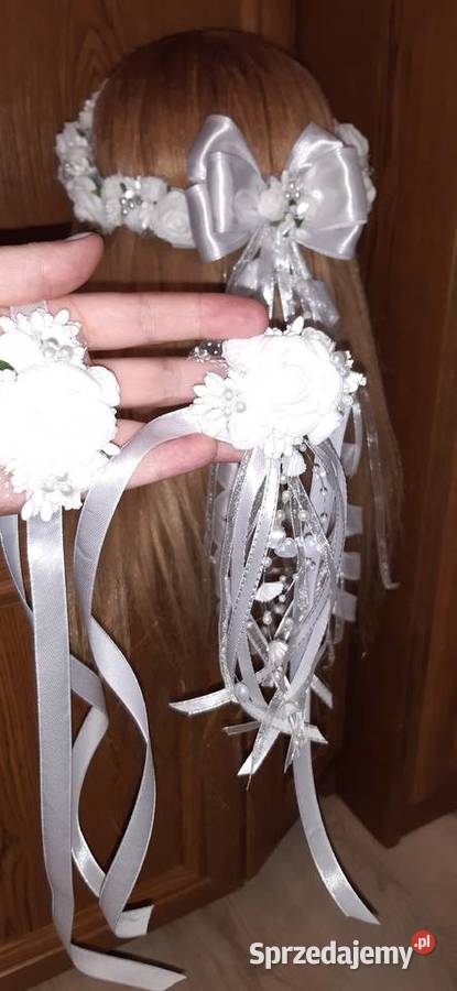 Wianek komunijny śnieżnobiały komplet Borów