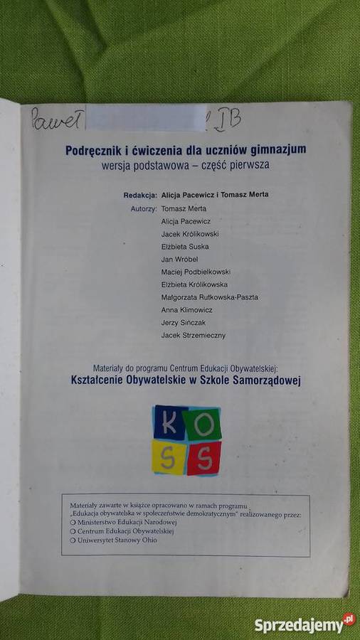 Wiedza o społeczeństwie w gimnazjum część 2 koss/woss Podręczniki mazowieckie Małkinia Górna