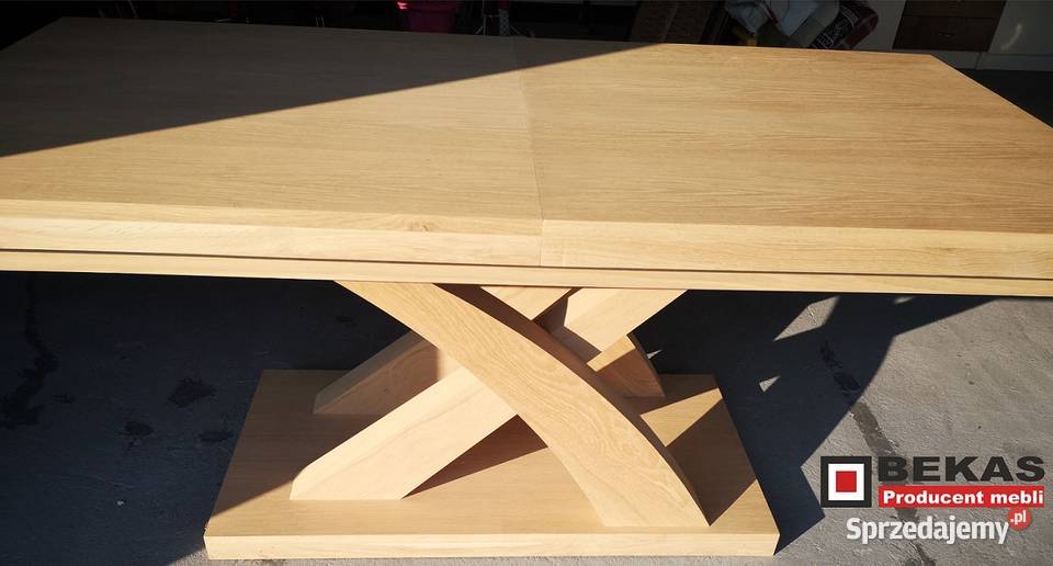 Stół X Drewniany Dąb Naturalna okleina Bekas Rybnik
