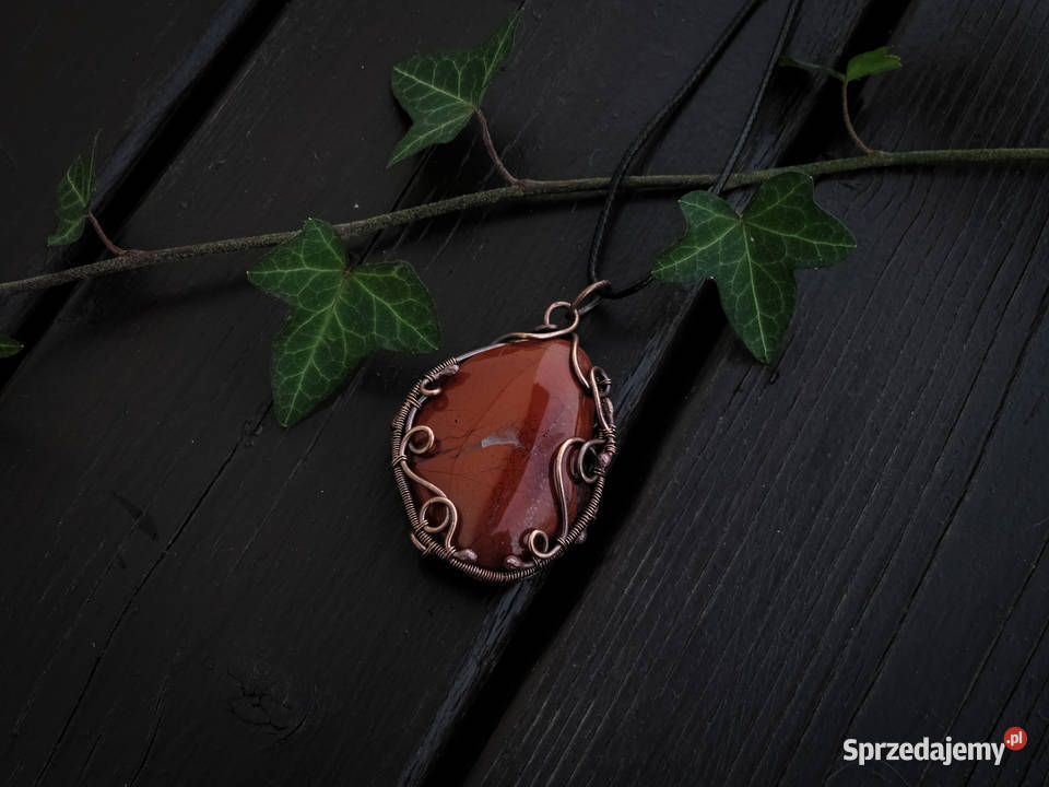 Unikatowy miedziany wisior jaspis rękodzieło Kraków sprzedam
