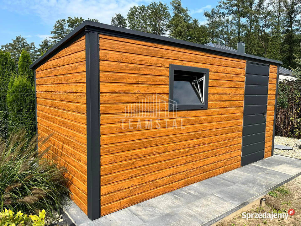 Schowek Domek Ogrodowy 4x2m drzwi okno Jasny