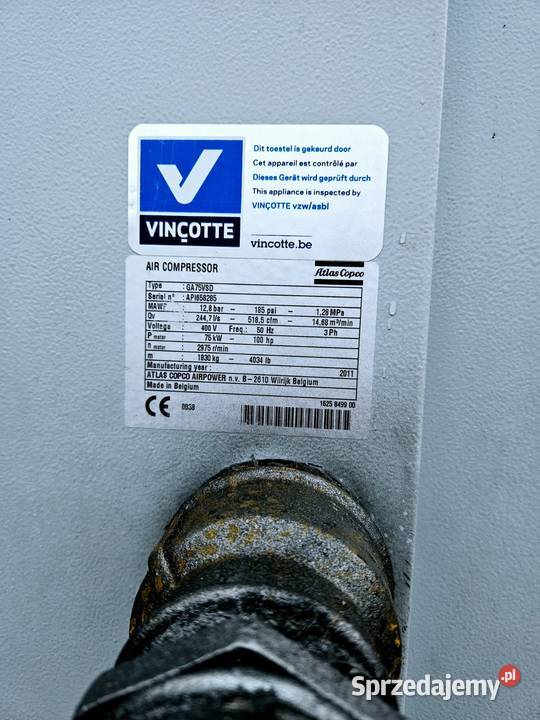 Kompresor powietrza Atlas Copco GA75 VSD FF