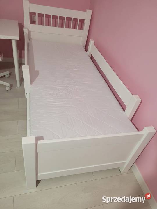 Łóżko Drewniane Białe2szuflady i materac 80cm Żabno