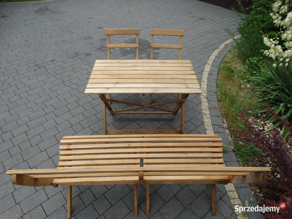 Składany zestaw ogrodowy stolik ławka i 2 Biłgoraj