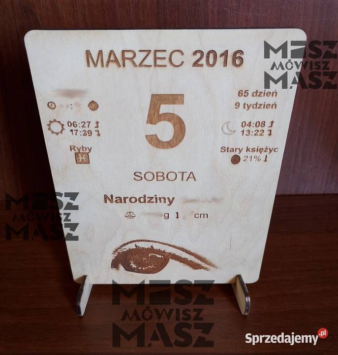 Karta z kalendarza Urodziny Witaj na świecie Racot