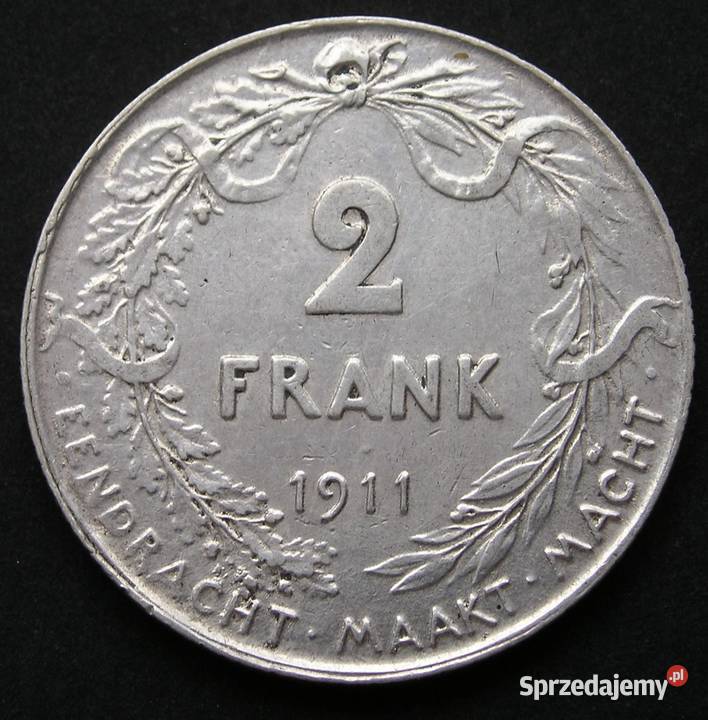 BELGIA 2 FRANKI 1911 ALBERT I SREBRO Numizmatyka łódzkie
