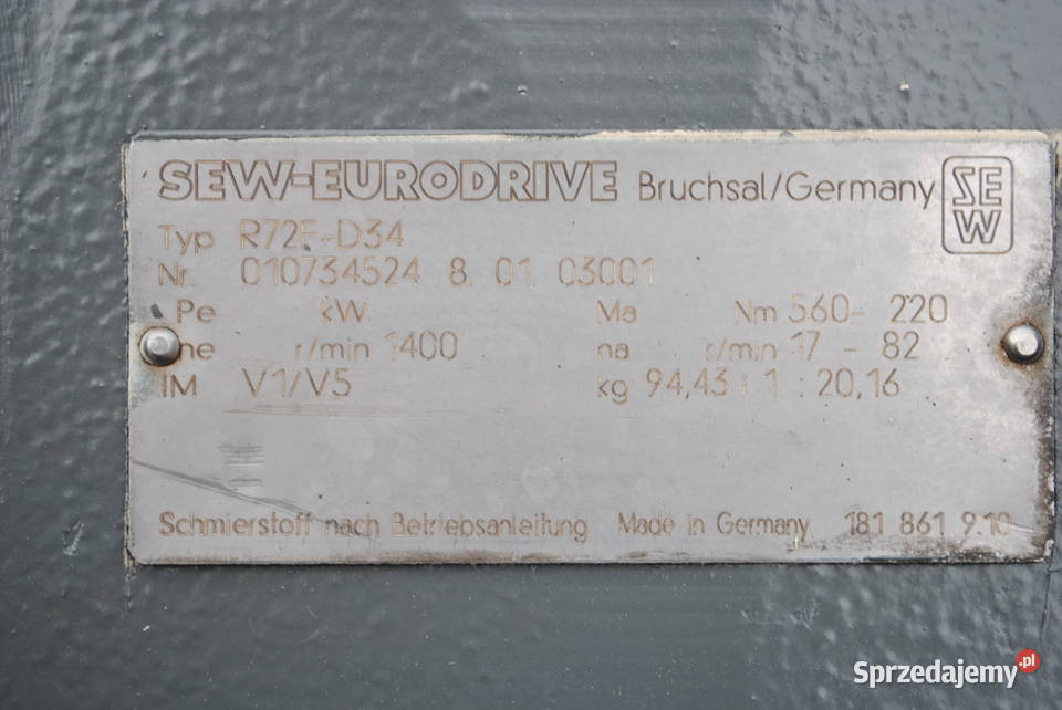 Motoreduktor 22kw z regulacją 1782obr SEW Kargowa sprzedam