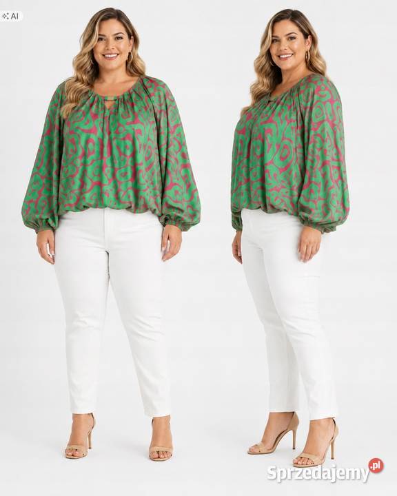 Bluzka damska oversize XL zielonoróżowa łódzkie