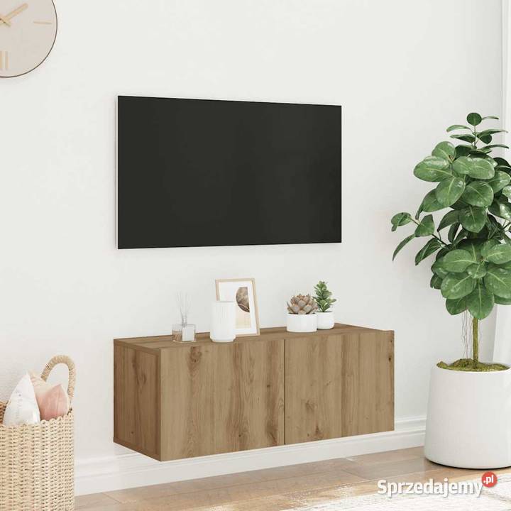 vidaXL Ścienna szafka TV dąb artisan 80x30x30 mazowieckie Warszawa