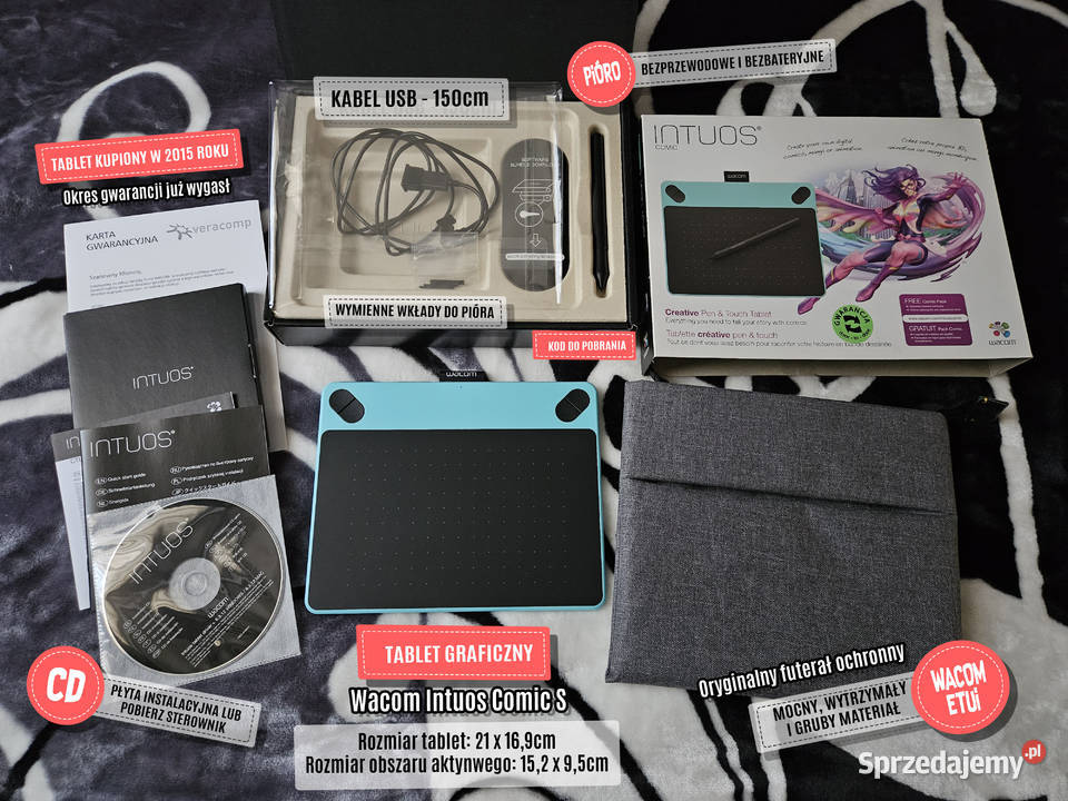 Wacom Intuos Comic S miętowy niebieski pokrowiec Tablety i palmtopy Sopot